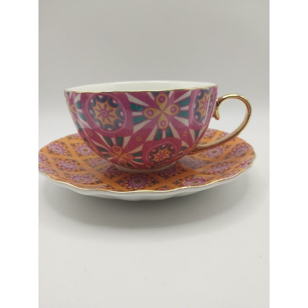 New Taimei Teatime Bohemia Style Porcelain Teacup Saucer Set Coordinating